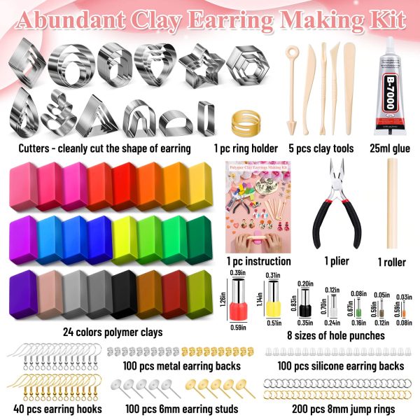 Polymer Clay Earring Making Kit, 640 Pieces - Image 3